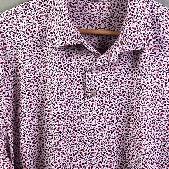 Peter Millar Summer Comfort Red Blue Golf Aviation Performance Polo Shirt Large - Picture 2 of 8